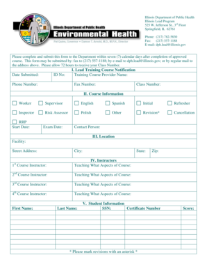 Illinois Lead Training Course Notification Form