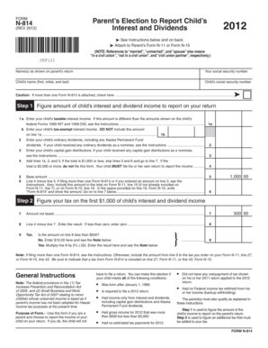 Parent’s Election to Report Child’s Interest and Dividends