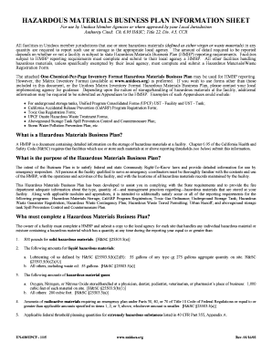 HAZARDOUS MATERIALS BUSINESS PLAN INFORMATION SHEET - co humboldt ca