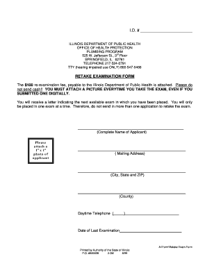 Illinois Plumbing Re-Examination Form