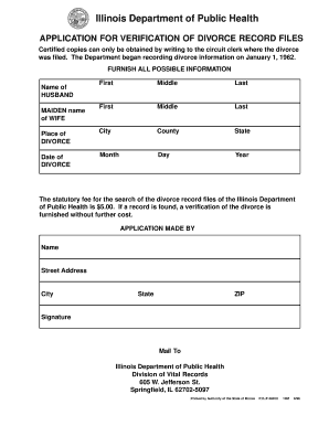 Illinois Divorce Record Verification Application