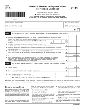 Parent’s Election to Report Child’s Interest and Dividends