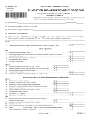 Hawaii Form N-30 Schedule O