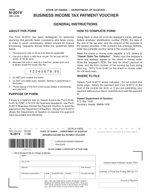 Hawaii Business Income Tax Payment Voucher