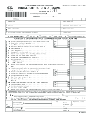 Hawaii Partnership Return of Income Form N-20