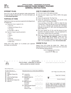Hawaii VP-2 Miscellaneous Tax Payment Voucher