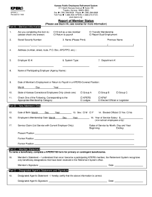 Kansas Public Employees Retirement System Report of Member Status