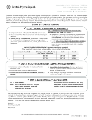 Bristol-Myers Squibb Baraclude Patient Assistance Program Form