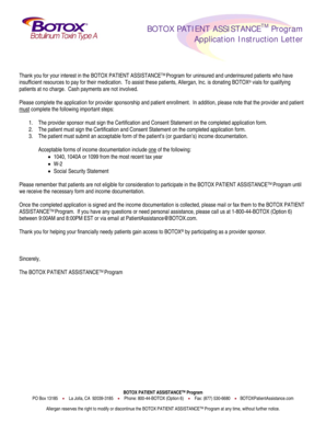 BOTOX Patient Assistance Program Application