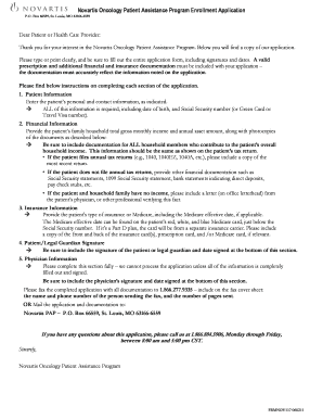 Novartis Oncology Patient Assistance Program Enrollment Application