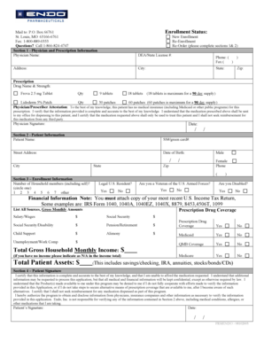 Endo Pharmaceuticals Patient Assistance Program Application