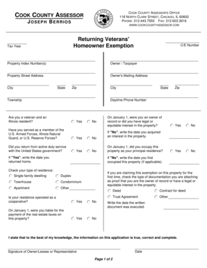 Returning Veterans' Homeowner Exemption