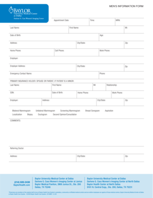 Men’s Information Form