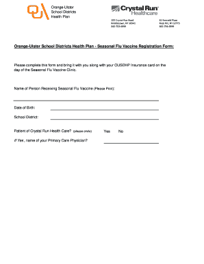 Seasonal Flu Vaccine Registration Form