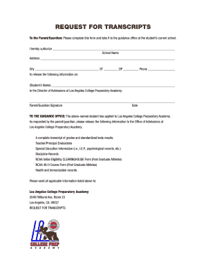 Request for Transcripts Form