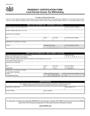 Residency Certification Form