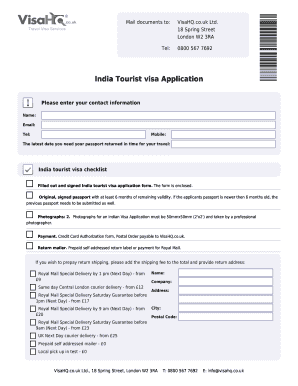 India Tourist Visa Application Form