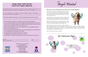Orange County Animal Services Foster Care Program Application