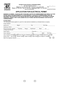 Orange County Electrical Permit Application