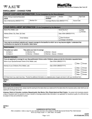 Metropolitan Life Insurance Enrollment Form