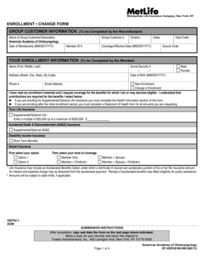 Metropolitan Life Insurance Enrollment Form