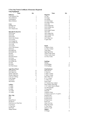 Grip Equipment Inventory List