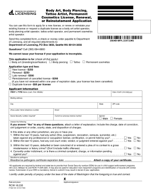 Washington Body Art License Application