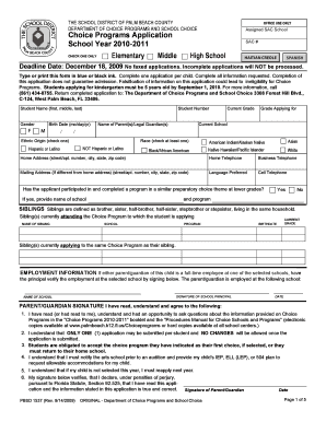 School Choice Programs Application