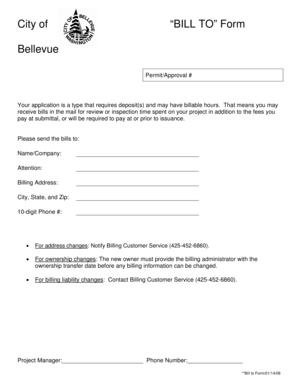 City of Bellevue Bill To Form