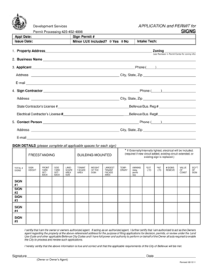 Bellevue Sign Permit Application