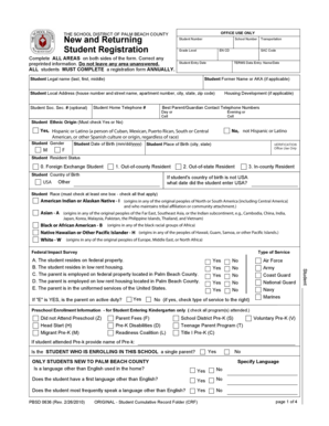 Palm Beach County Student Registration Form