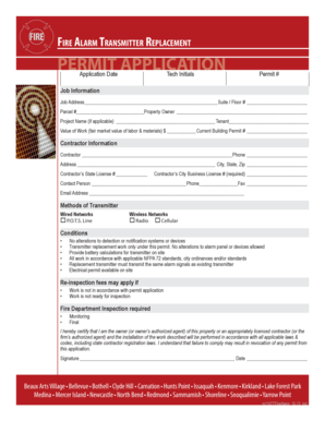 Fire Alarm Transmitter Replacement Permit Application
