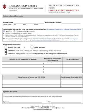 Statement of Non-Filer Form