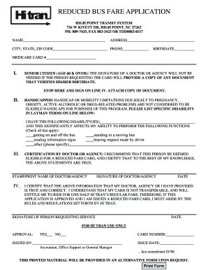 Reduced Fare Application