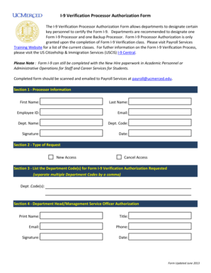 I-9 Verification Processor Authorization Form