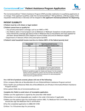 Cornerstones4Care Patient Assistance Program Application
