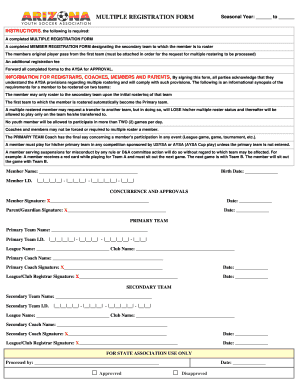 AYSA Multiple Registration Form