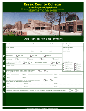 Essex County College Employment Application