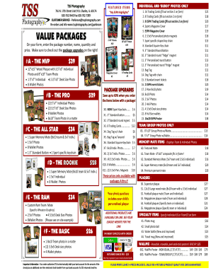 TSS Photography Product Order Form