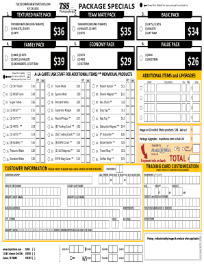 Trading Card Customization Order Form