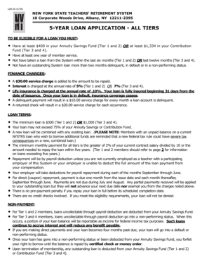 New York State Teachers' Retirement System 5-Year Loan Application