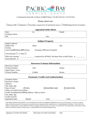 Appraisal Order Sheet