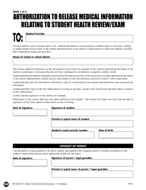Alaska School Activities Association Student Health Form