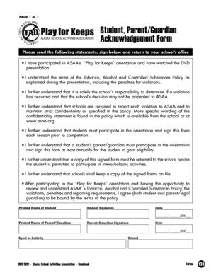 Student and Parent Guardian Acknowledgement Form