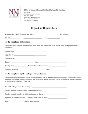 NMSU Financial Aid Degree Check Request