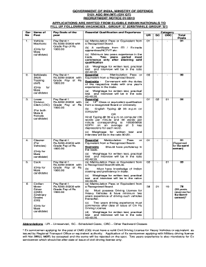 Indian Army Vehicle Mechanic Recruitment Notice