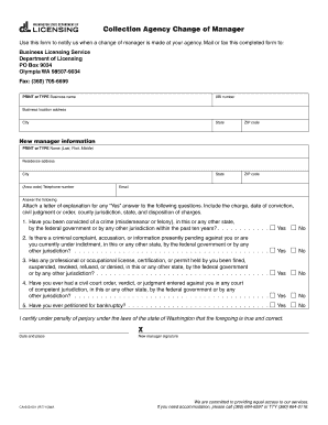 Collection Agency Change of Manager Form