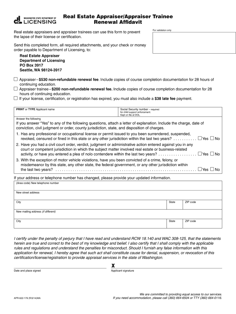 Fillable Online dol wa Real Estate Appraiser/Appraiser Trainee Renewal ...