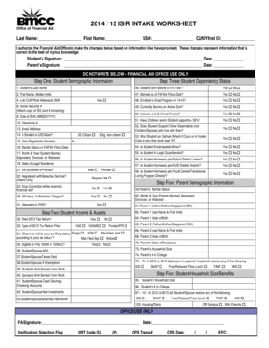 2014/15 ISIR Intake Worksheet