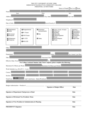 CUNY Personnel Action Form